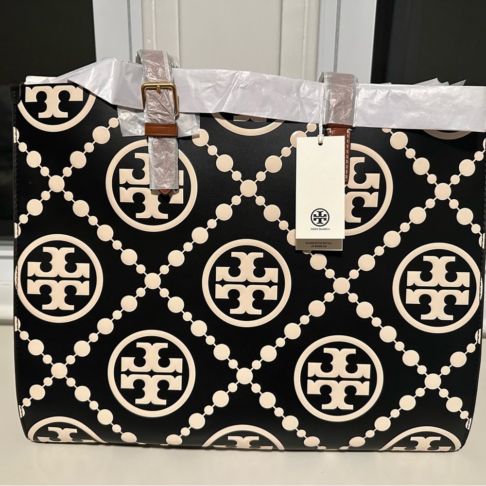 TORY BURCH MONOGRAM CONTRAST EMBOSSED TOTE
Authentic